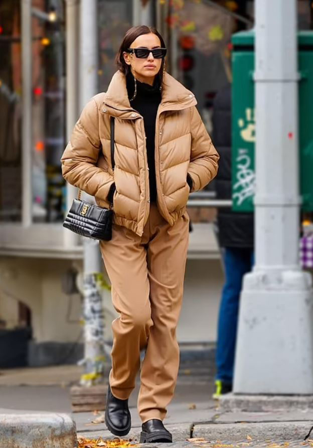 Irina Shayk looks chic as ever in a BOSS leather jacket in NYC | About Her
